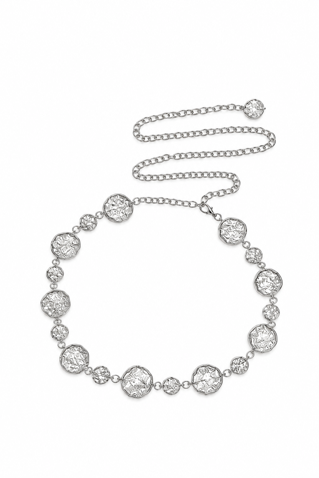CINTURON DE CADENAS TEXTURIZADAS - PLATA