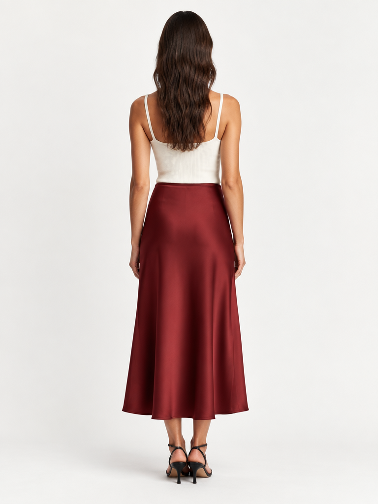FALDA MIDI - ROJO OSCURO