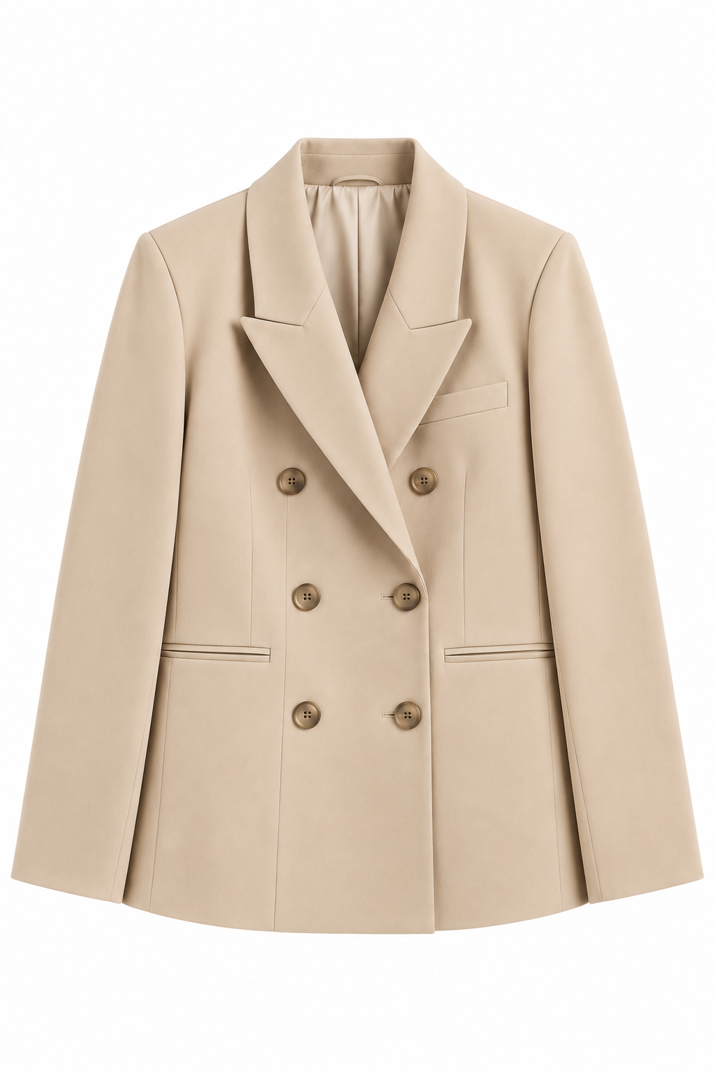 AMERICANA ENTALLADA DE CUELLO SOLAPA  BEIGE MUY CLARO