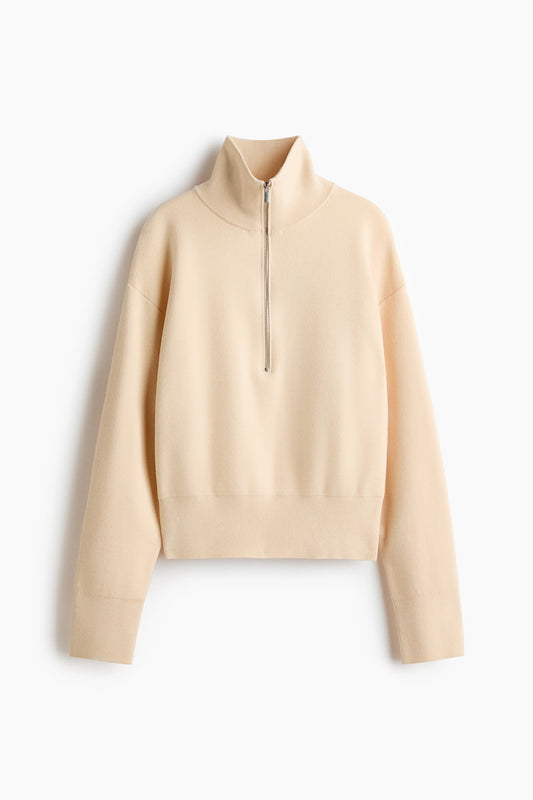 FINE-KNIT ZIP-TOP JUMPER