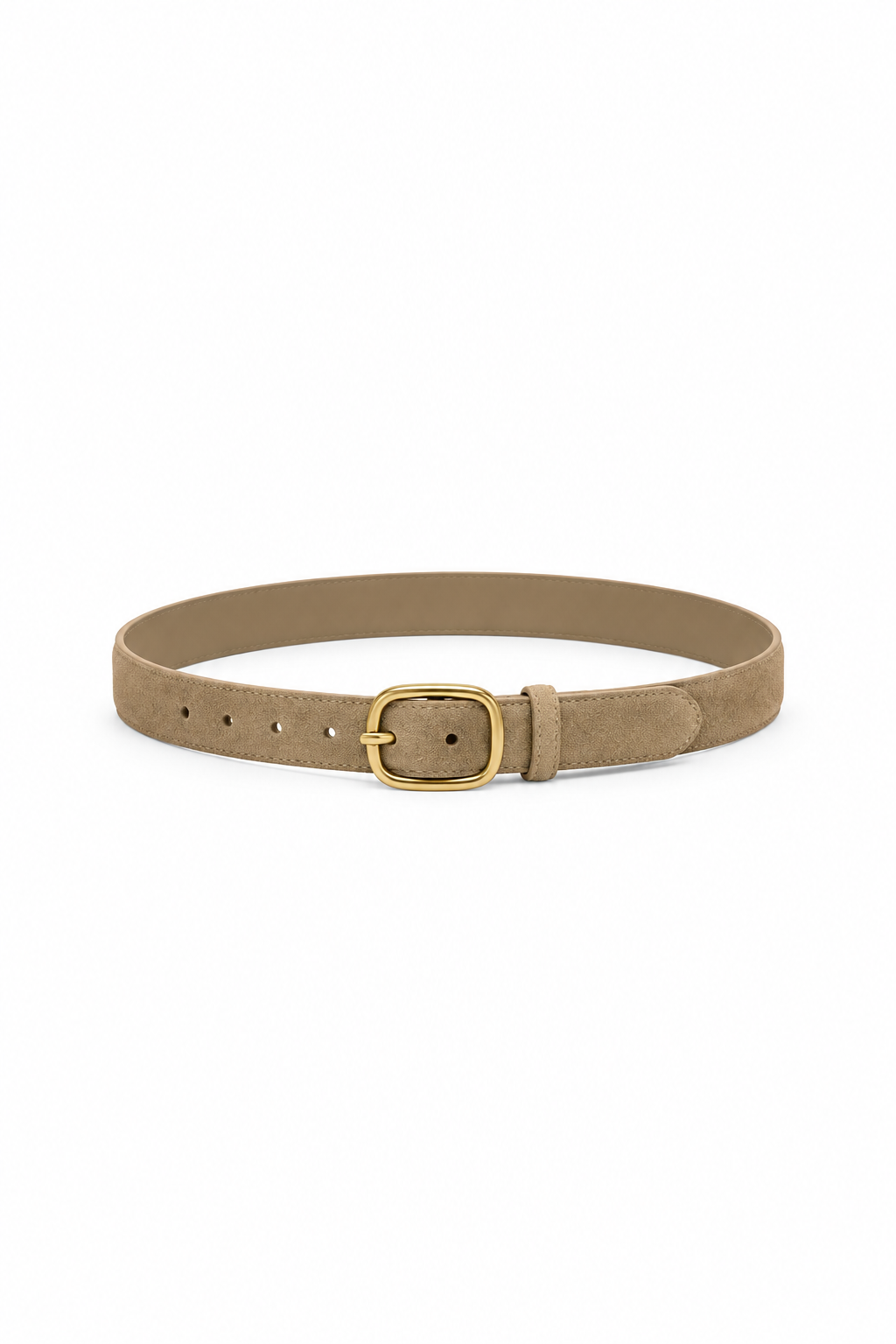 CINTURÓN CON HEBILLA OVAL DE ANTE SINTÉTICO - BEIGE