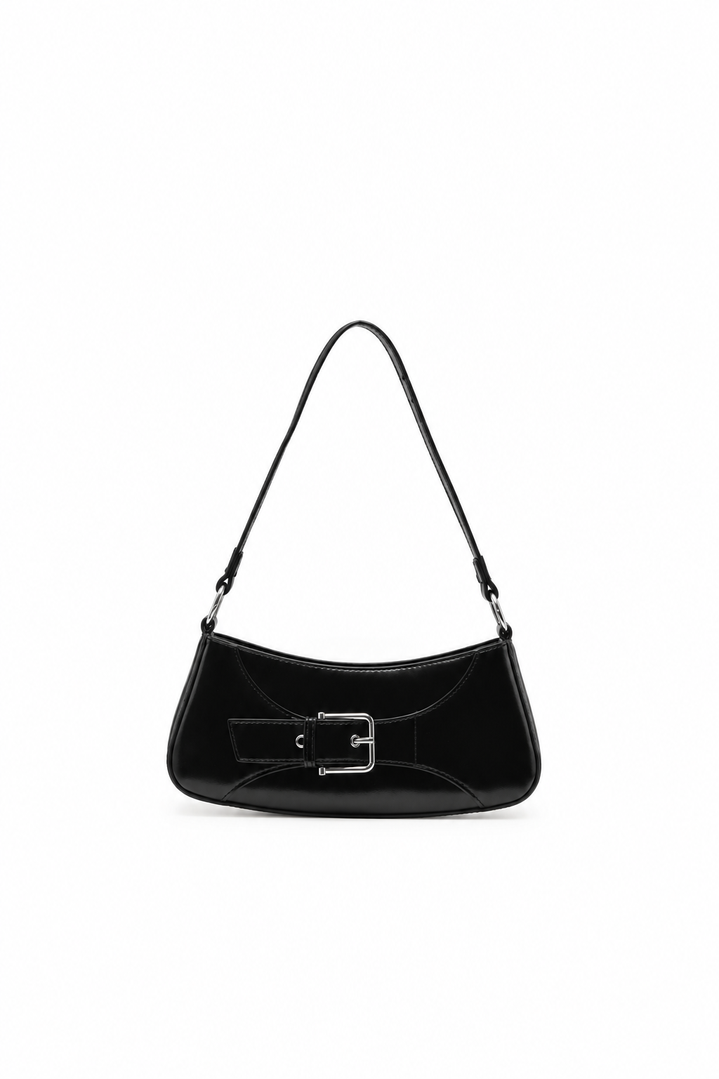 BOLSE BUCKLE UP DE PIEL SINTETICA - NEGRO